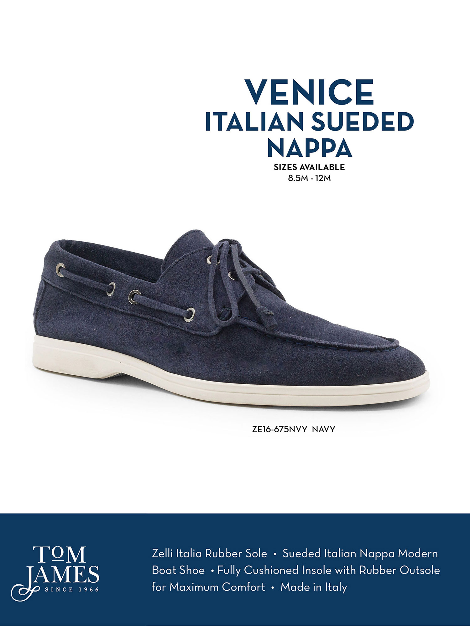 VENICE NAVY ITALIAN SUEDED GOATSKIN BOAT SHOES - Zelli