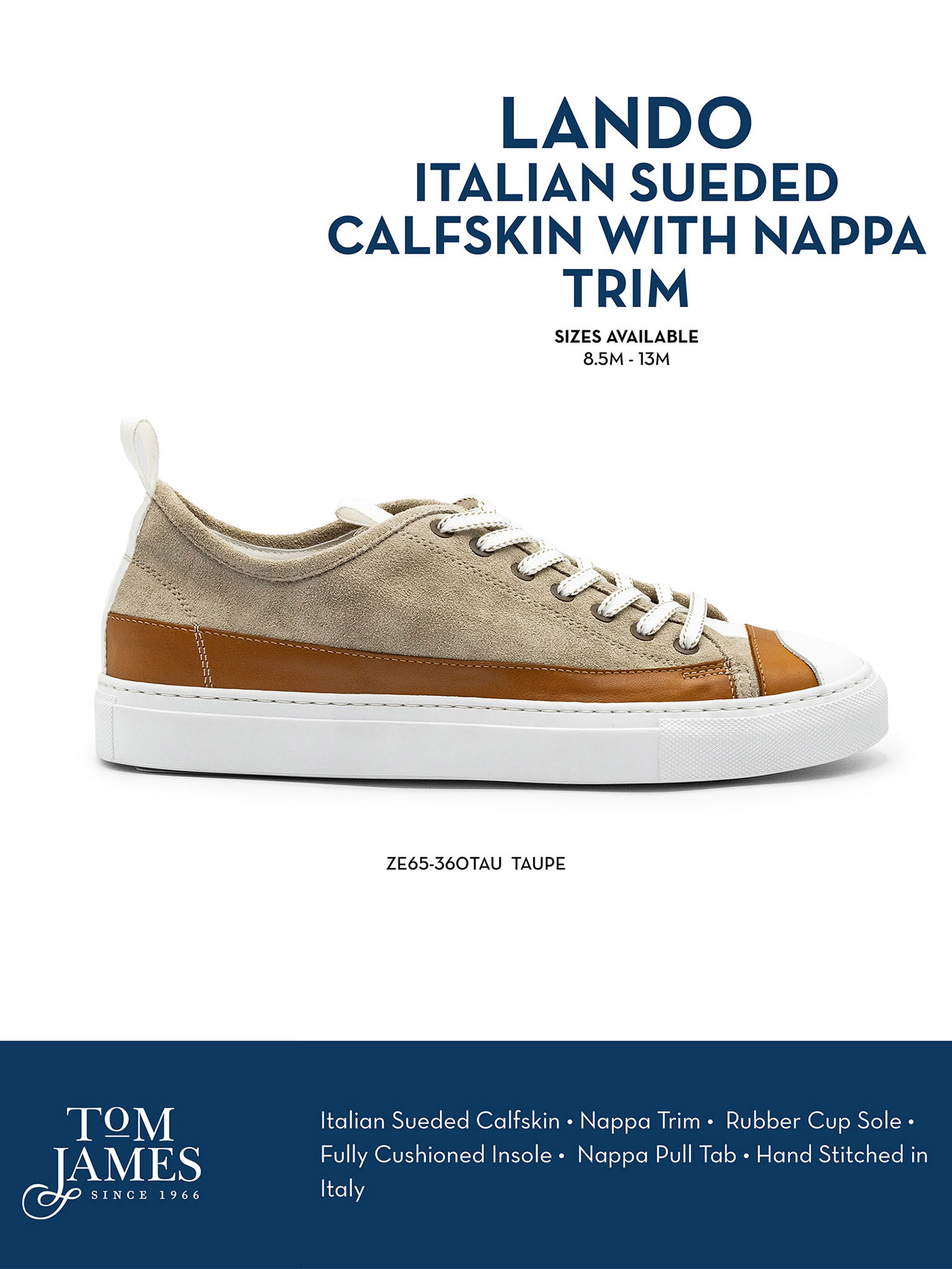 Lando Taupe Sueded Calfskin Sneaker - Zelli