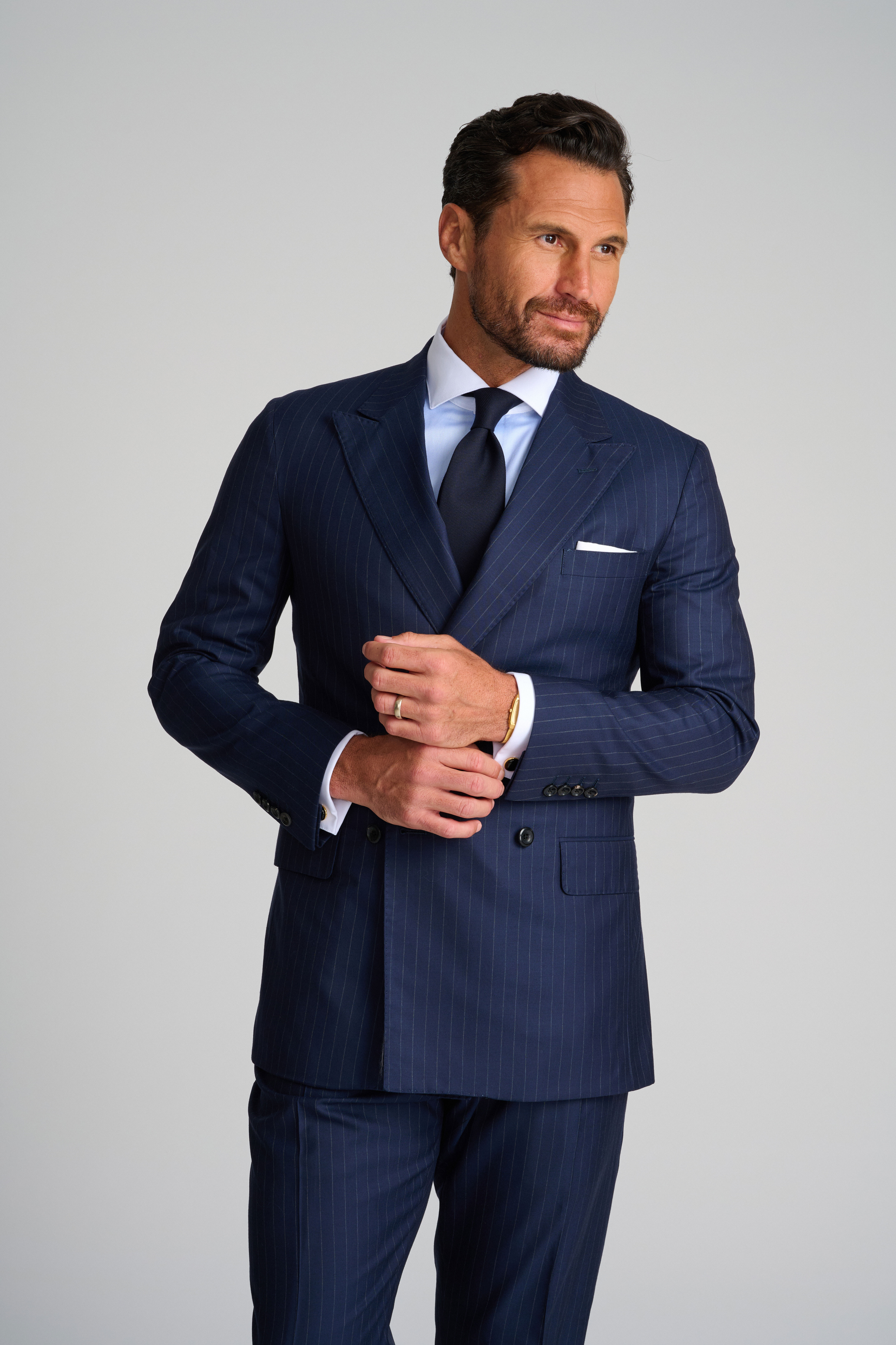 Navy Pinstripe Suit