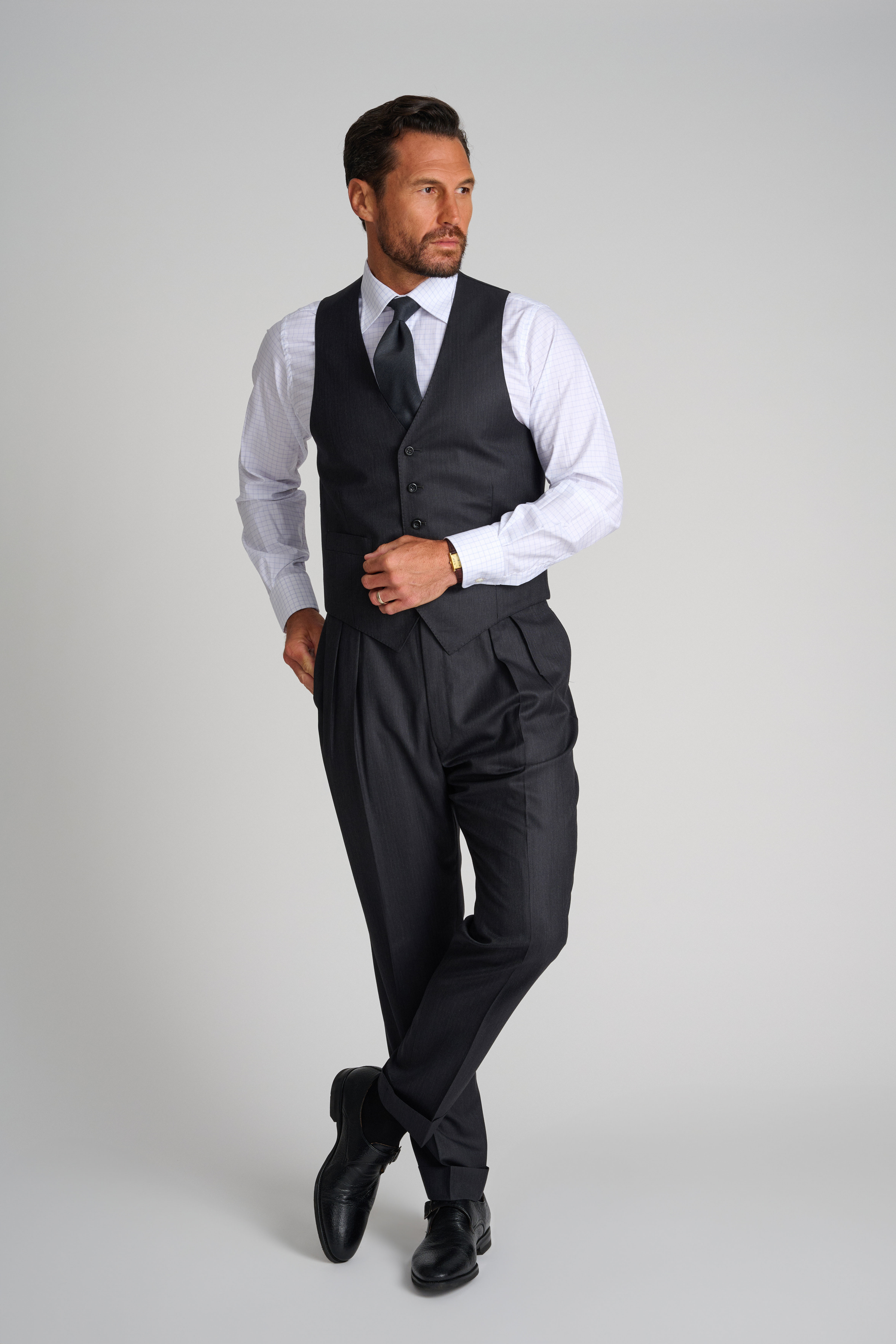 Charcoal Herringbone Vest