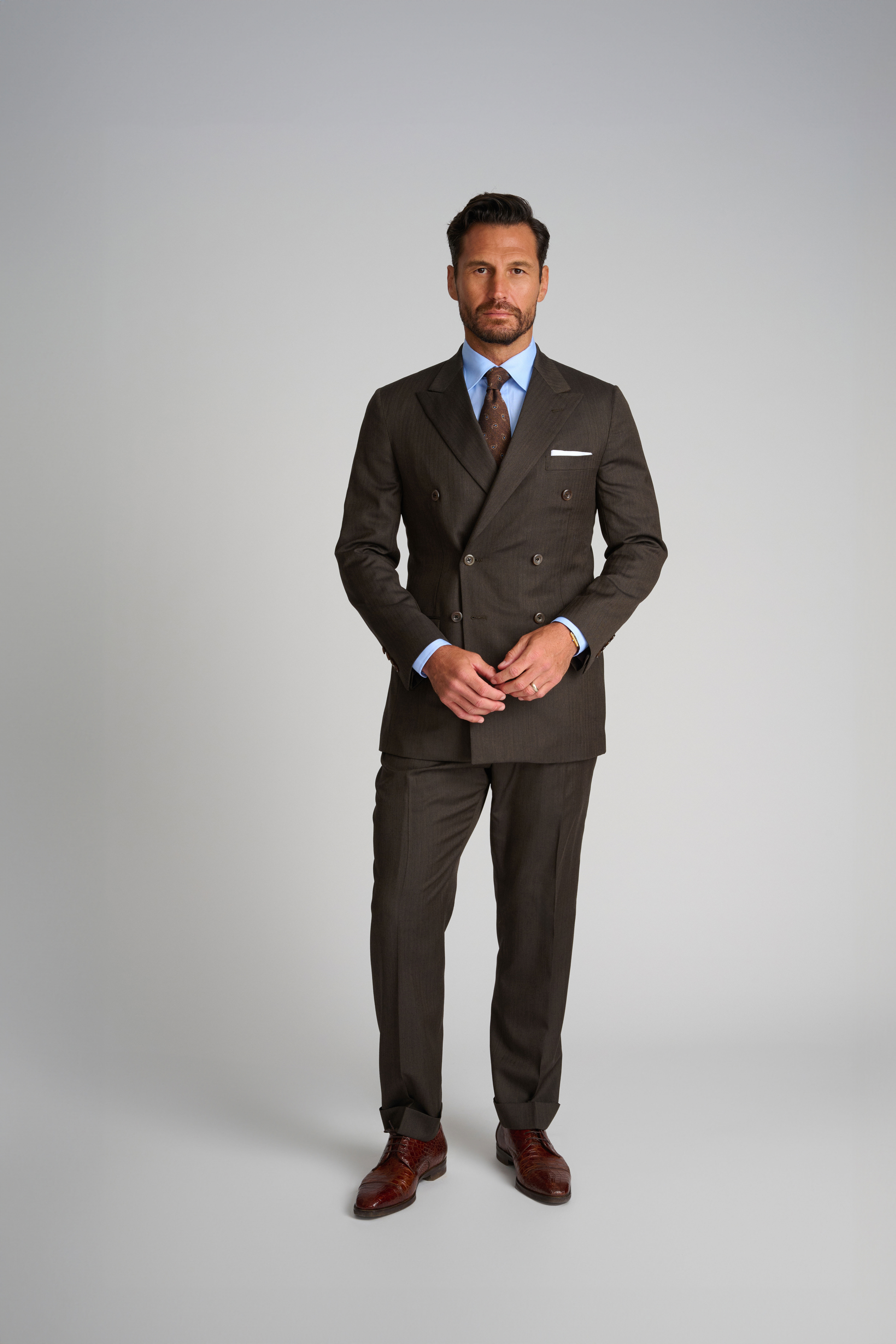 Brown Herringbone Suit