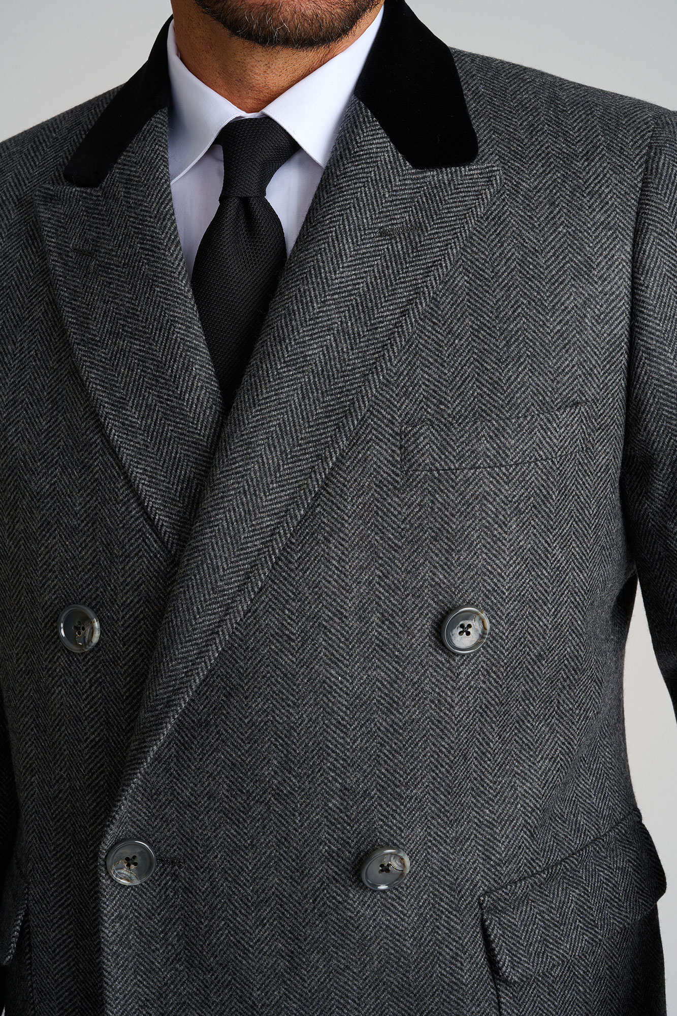 Charcoal Herringbone Topcoat