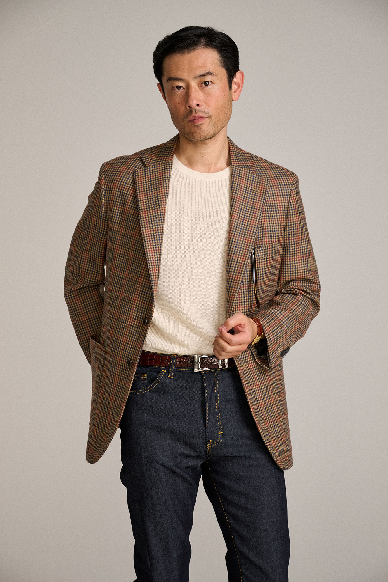 Tan Guncheck 100% Wool Sportscoat