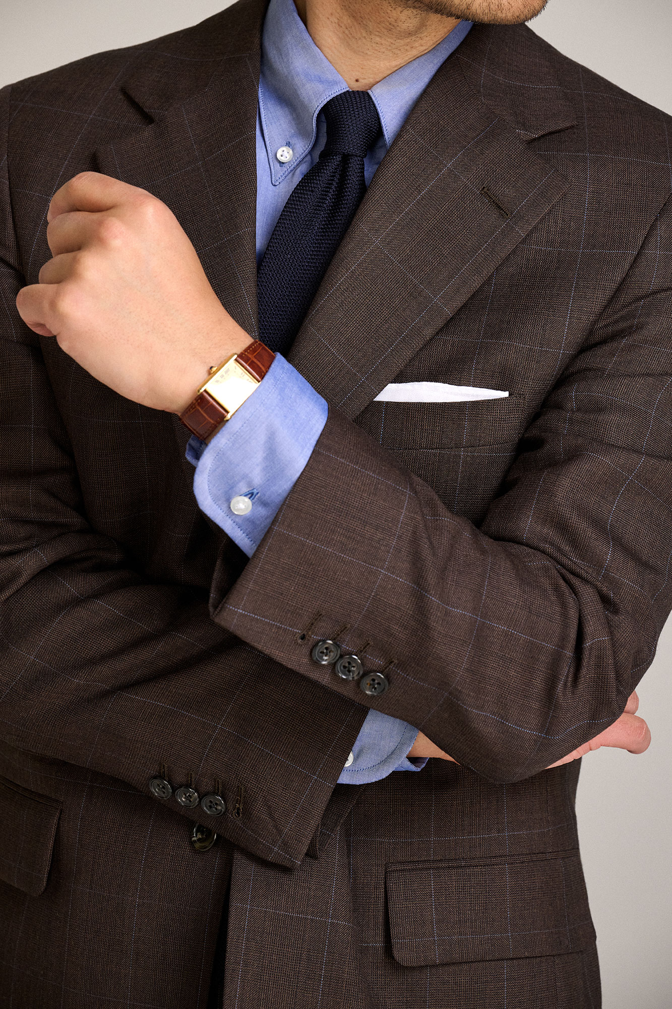 H&S Bespoke 31 Brown Glen Plaid Suit