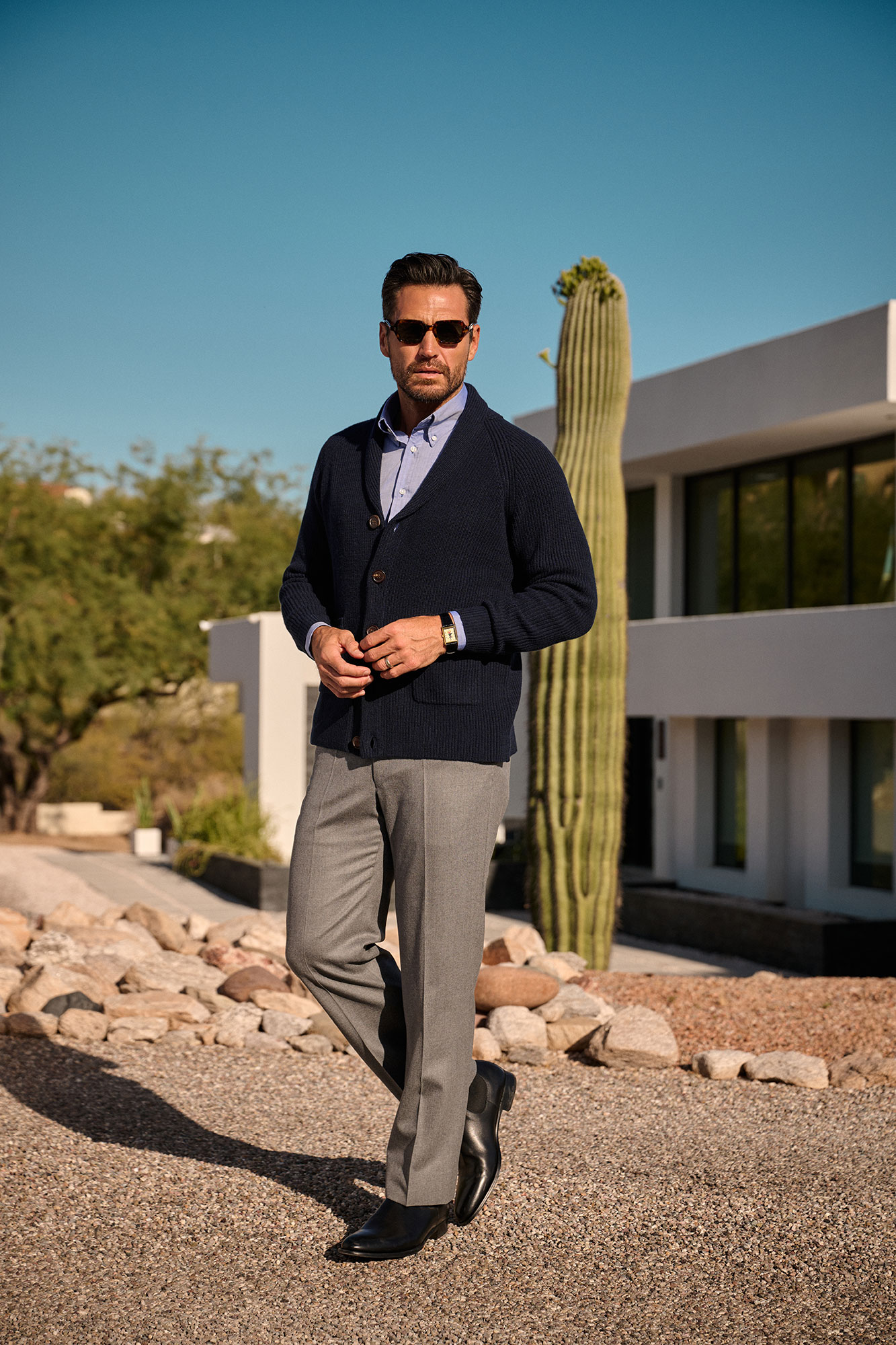 Navy Ribbed Cardigan