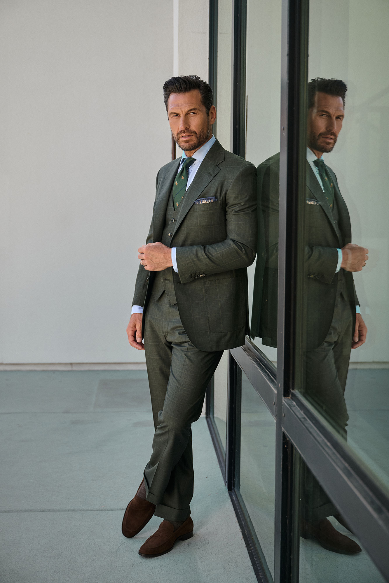 Olive Glen Plaid Suit