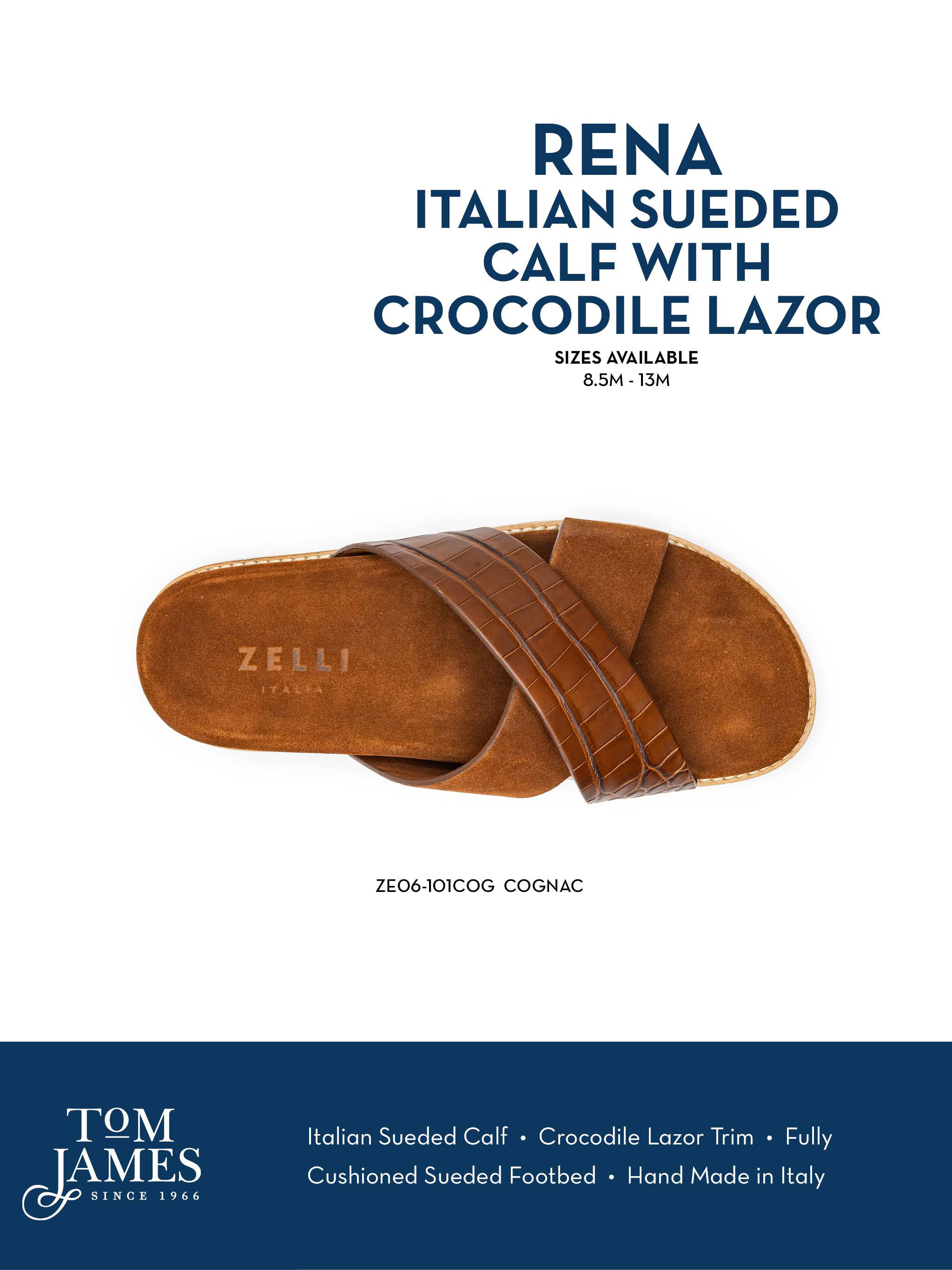 Rena Italian Goatskin Suede Croc Embossed Slide