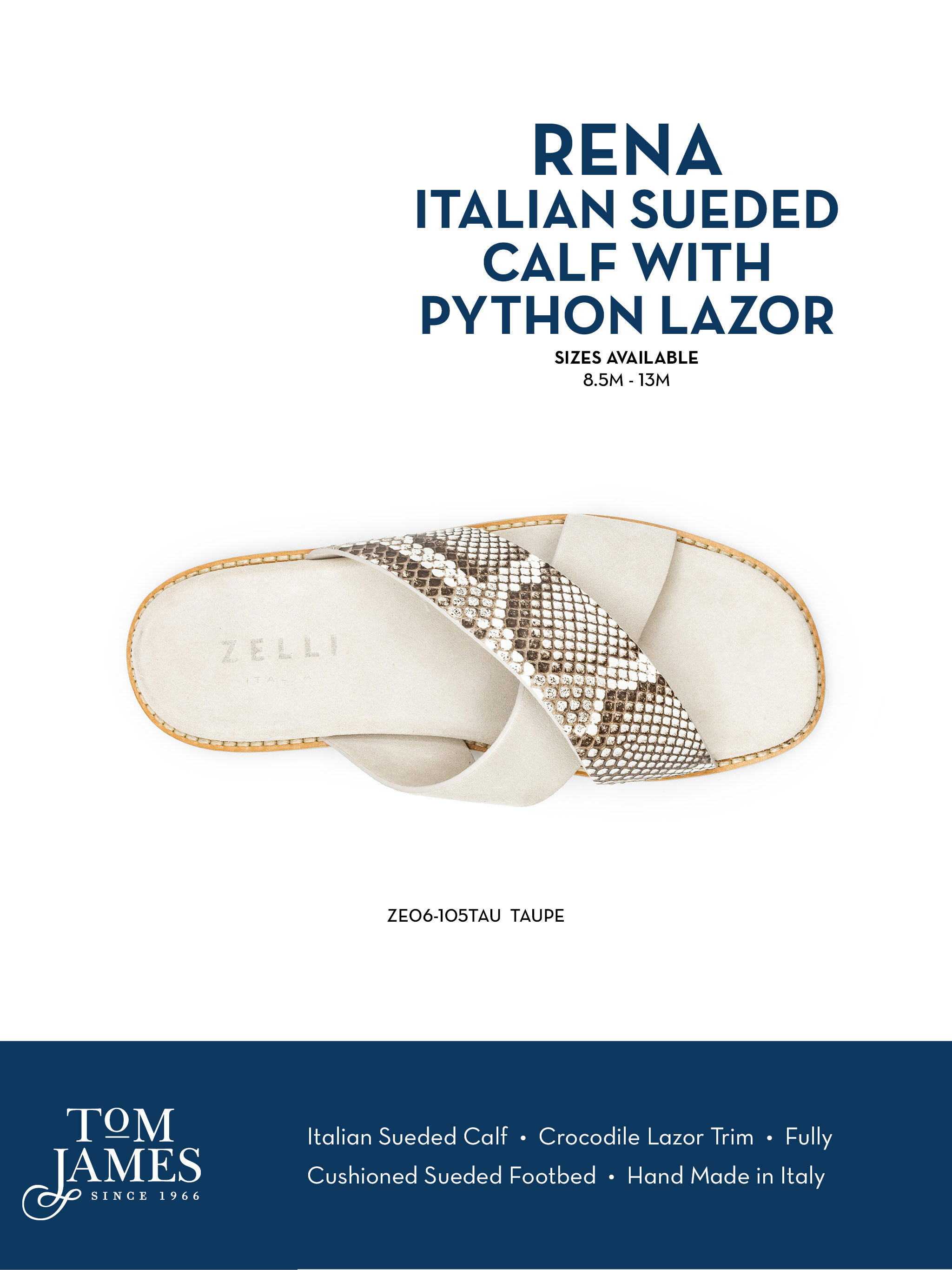 Rena Italian Goatskin Suede Python Embossed Slide