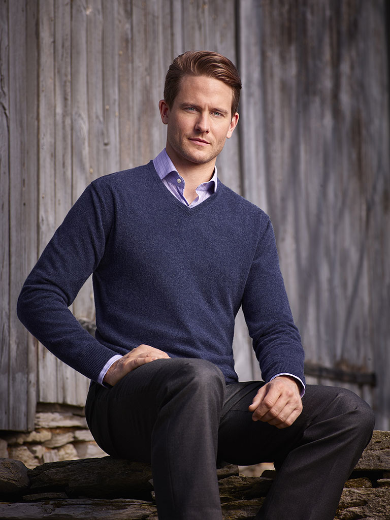 Navy V-Neck Long Sleeve