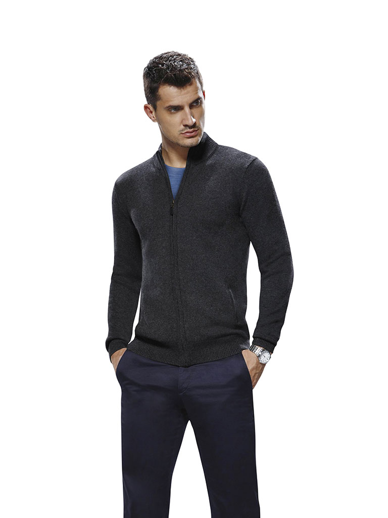 Custom Sweaters & Knits                                                                                                                                                                                                                                   , Men's Full Zip Mock Long Sleeve