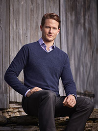 Custom Sweaters & Knits                                                                                                                                                                                                                                   , Men's High V-Neck Long Sleeve