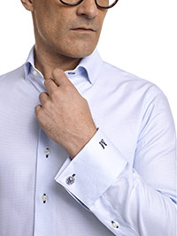 CUSTOM SHIRTS                                                                                                                                                                                                                                             , Executive Collection Blue Jacquard Custom Men's Dress Shirt