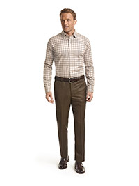 CUSTOM SHIRTS                                                                                                                                                                                                                                             , Corporate Image Tan Plaid Men's Custom Dress Shirt
