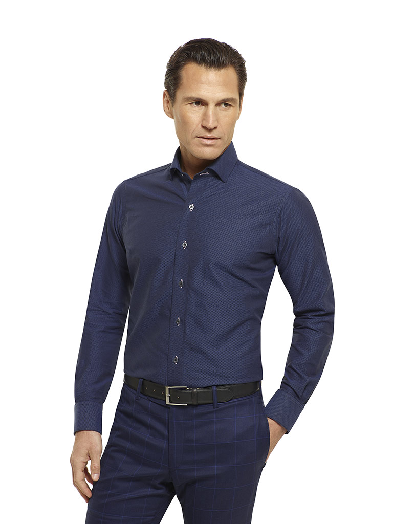 Navy Patterned Custom Dress Shirt