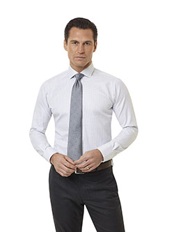CUSTOM SHIRTS                                                                                                                                                                                                                                             , Grey Check Dress Shirt