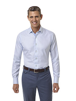 CUSTOM SHIRTS                                                                                                                                                                                                                                             , Light Blue Whale Check Dress Shirt