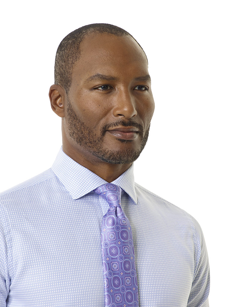 Tom James Custom Blue Texture Shirt with Contrast