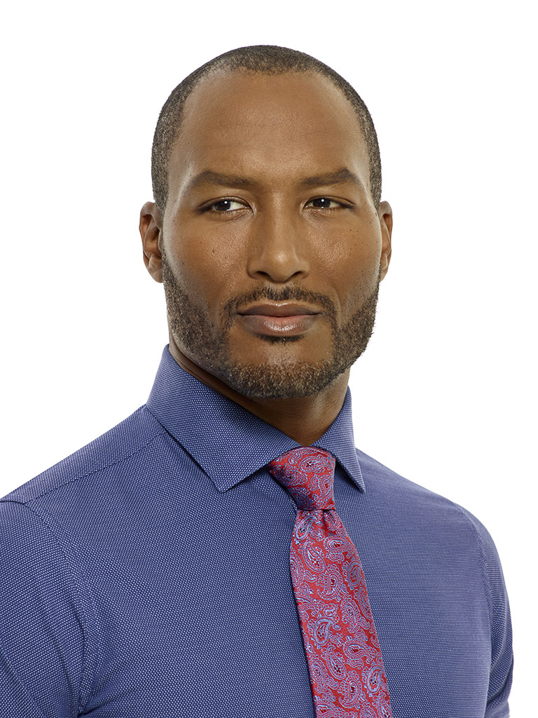 Tom James Custom Navy Shirt with Contrast