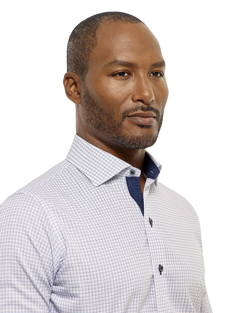 Tom James Custom Blue Jaquard Shirt