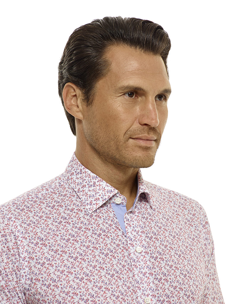Tom James Custom Red Floral Print Shirt