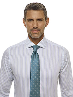 CUSTOM SHIRTS                                                                                                                                                                                                                                             , Tom James Custom Green & Blue Stripe Shirt