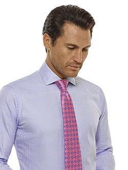 CUSTOM SHIRTS                                                                                                                                                                                                                                             , Tom James Custom Blue Jaquard Shirt with Contrast