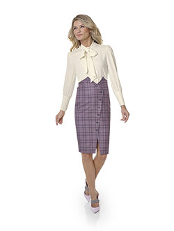 Custom Super 120's Wool - Elderberry Windowpane Ladies Skirt