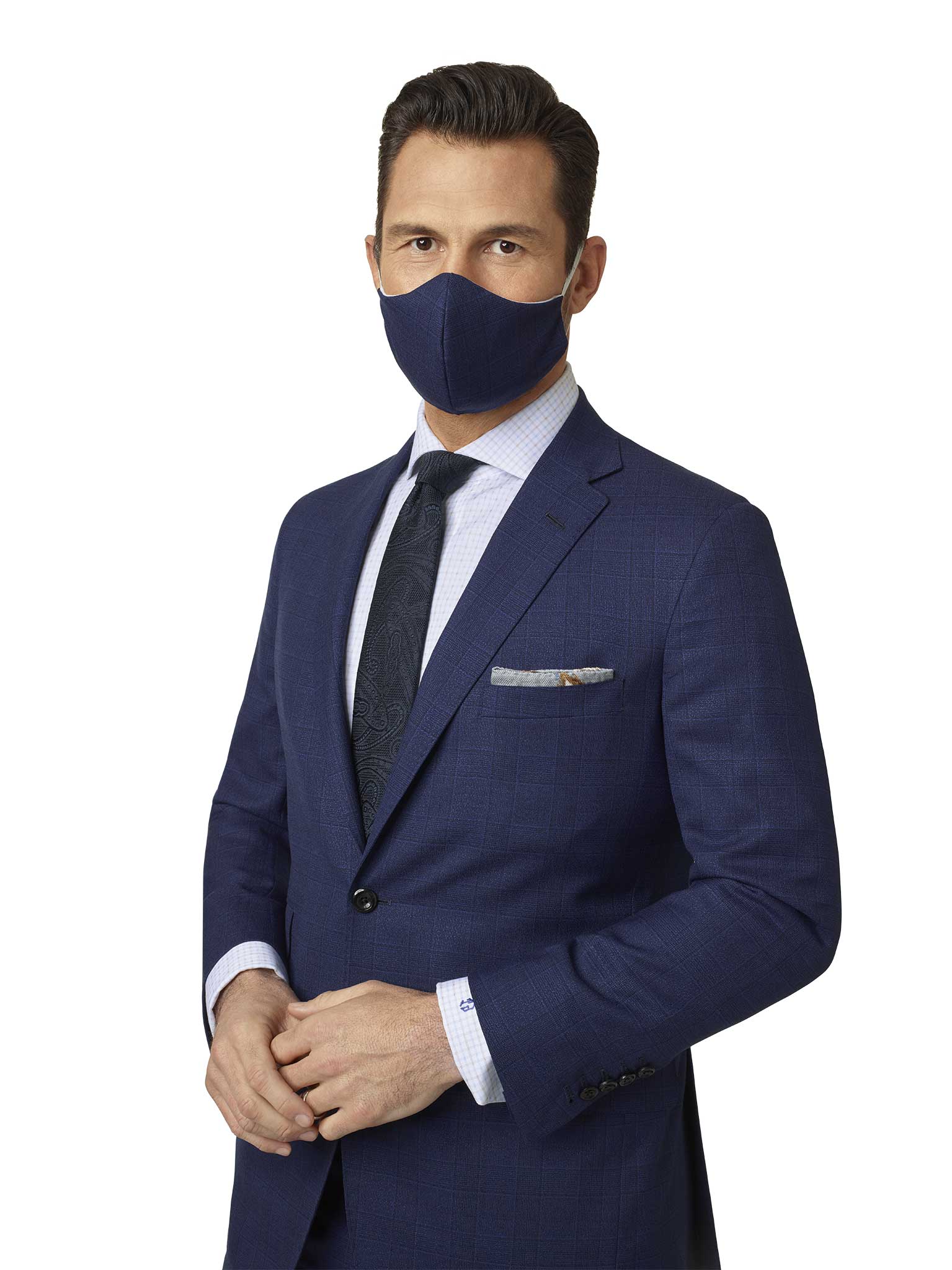 Dark Blue Plaid Suit