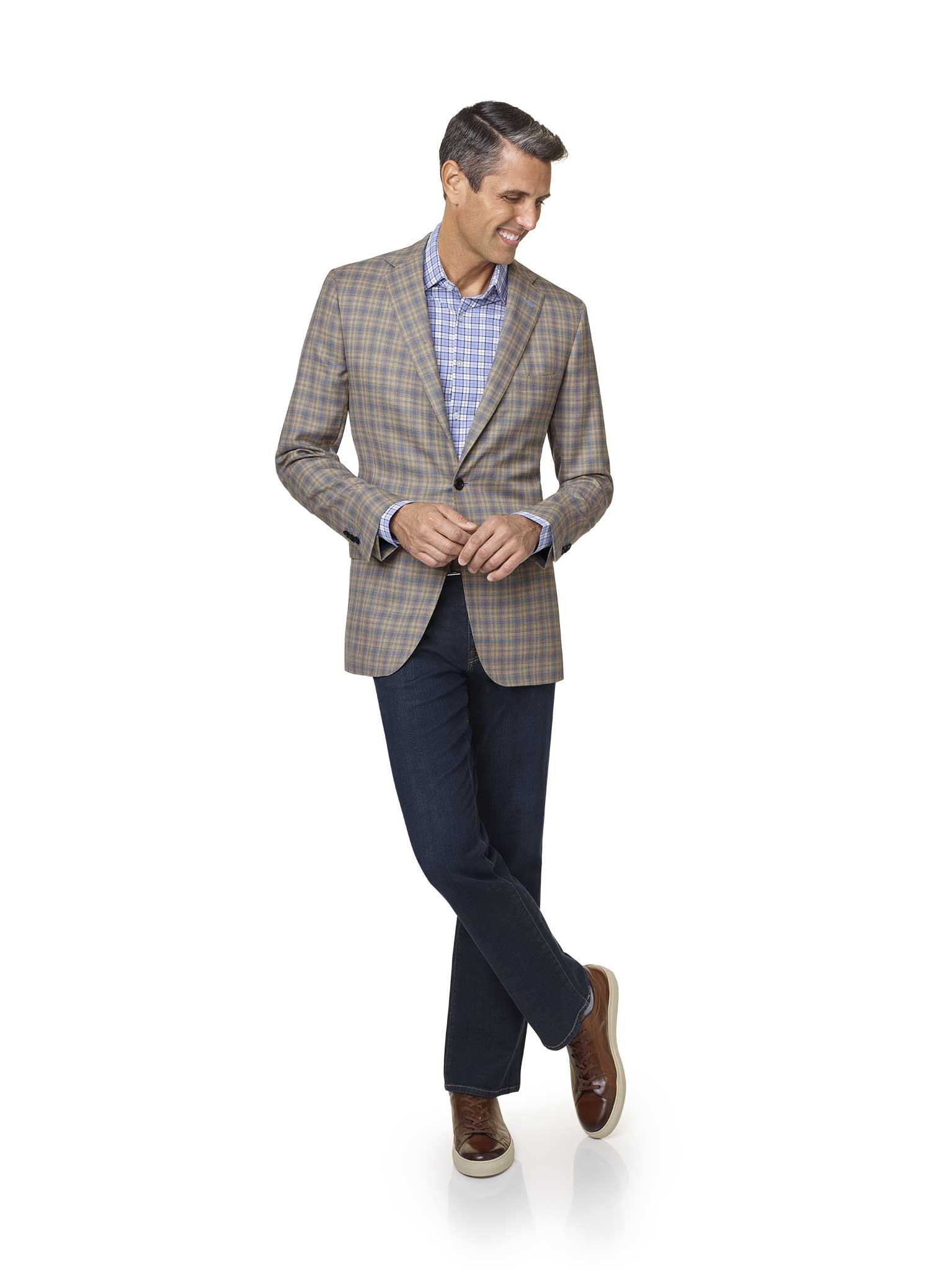 Tan & Beige Windowpane Check Sport Coat