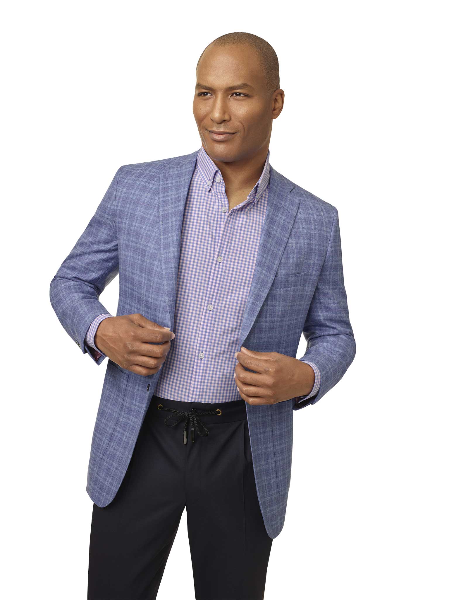 Light Blue Windowpane Check Sport Coat