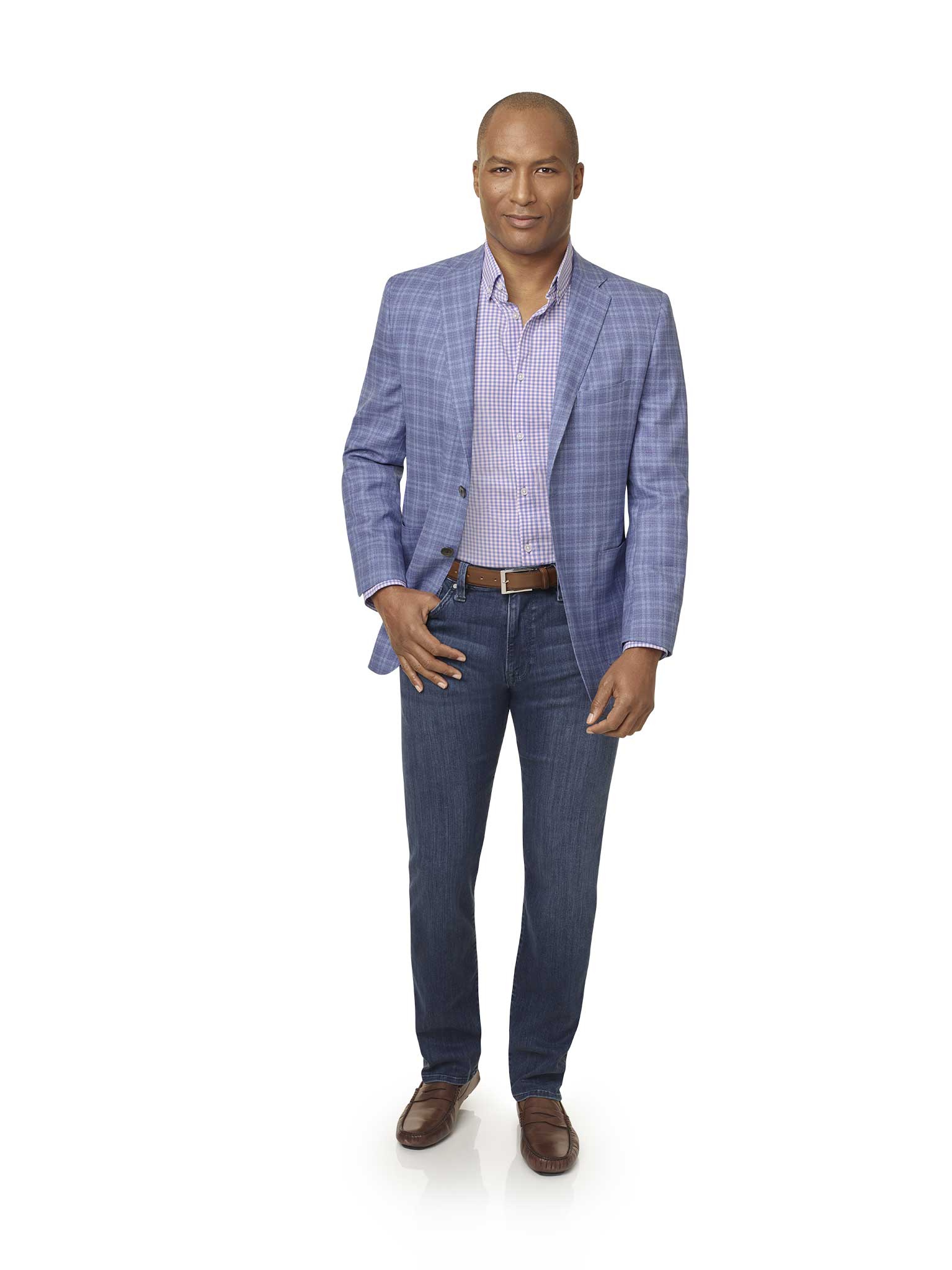 Light Blue Windowpane Check Sport Coat