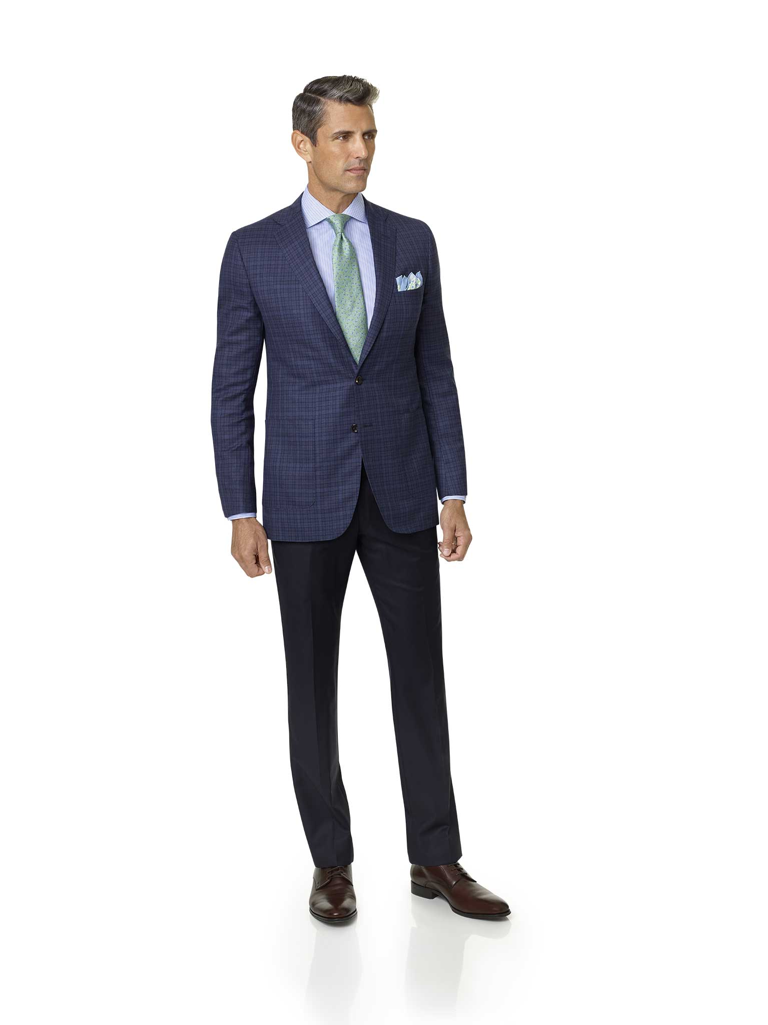 Dark Blue Windowpane Check Sport Coat