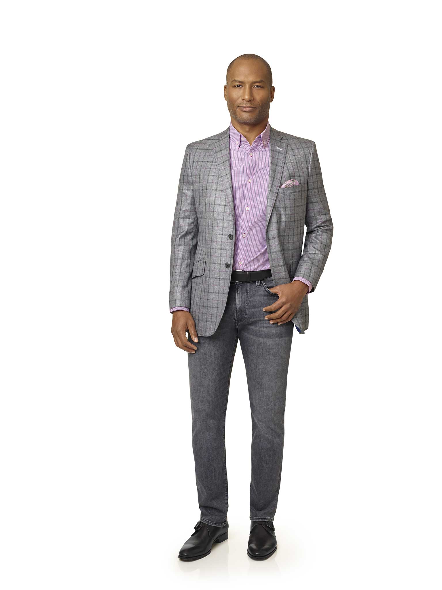 Light Gray & Purple Plaid Sport Coat