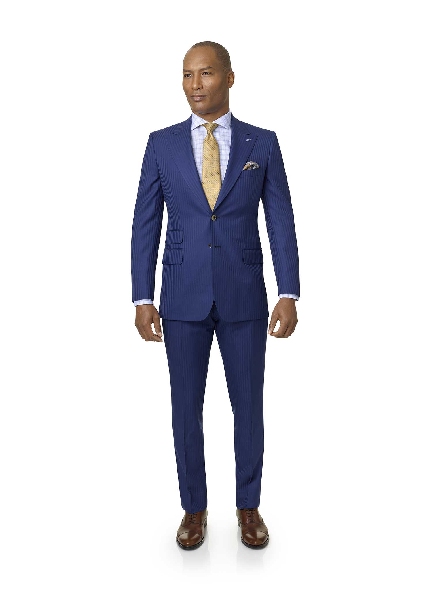 Men's Custom Clothing                                                                                                                                                                                                                                     , French Blue Shadow Stripe Suit