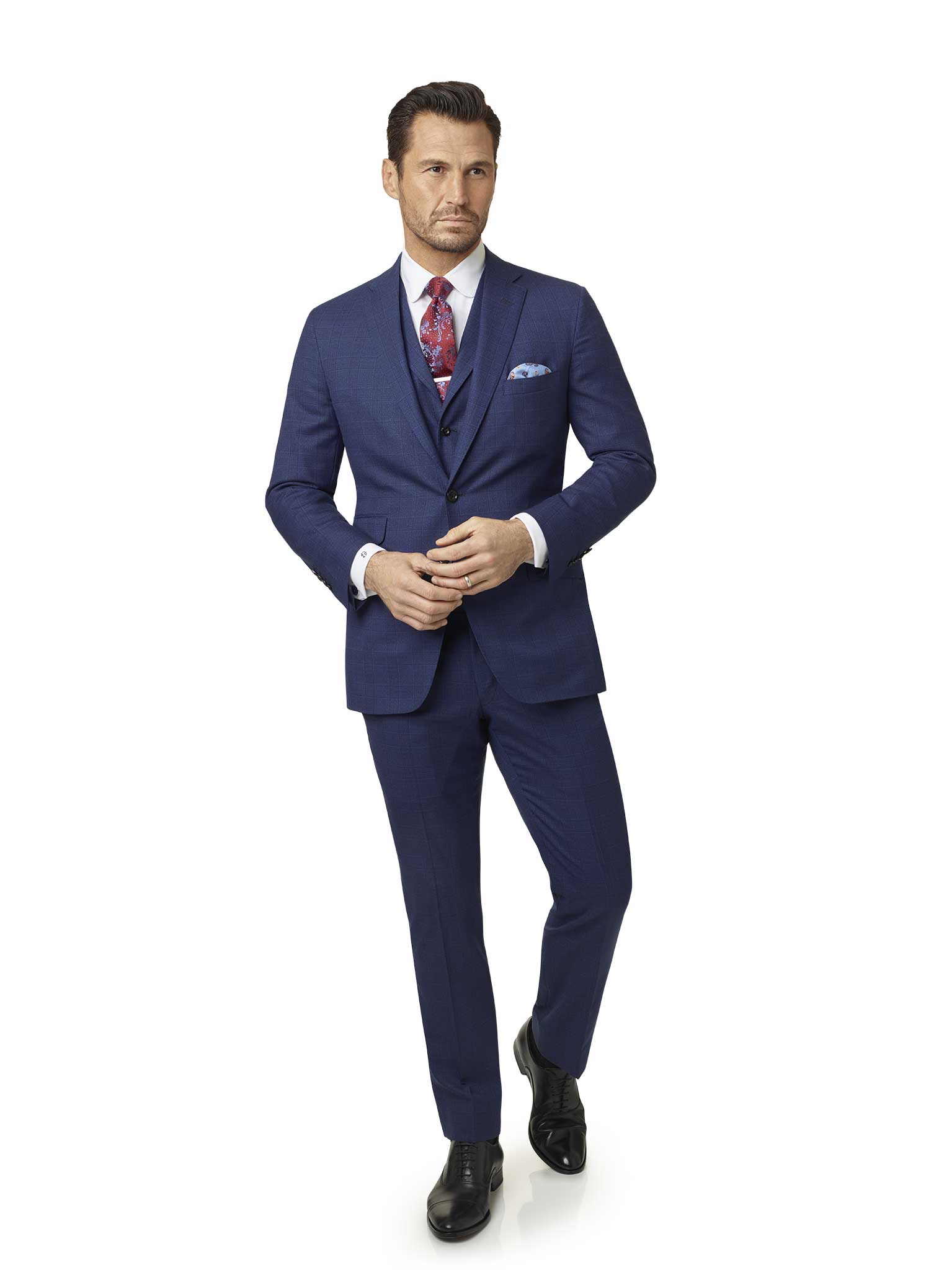 Men's Custom Clothing                                                                                                                                                                                                                                     , Dark Blue Plaid Suit