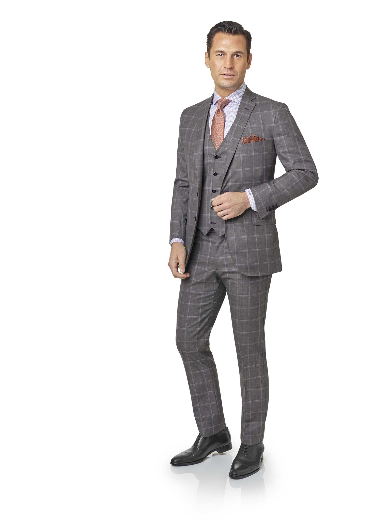 Men's Custom Suits                                                                                                                                                                                                                                        , Gray Windowpane Suit