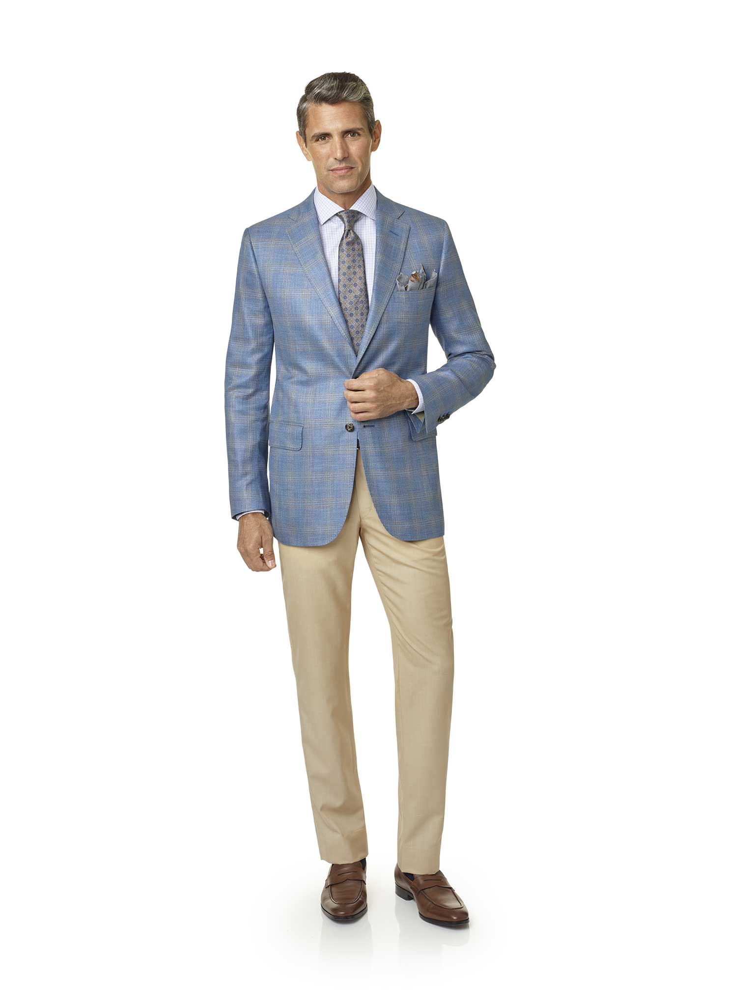 Men's Custom Clothing                                                                                                                                                                                                                                     , Sky Blue Plaid Sport Coat