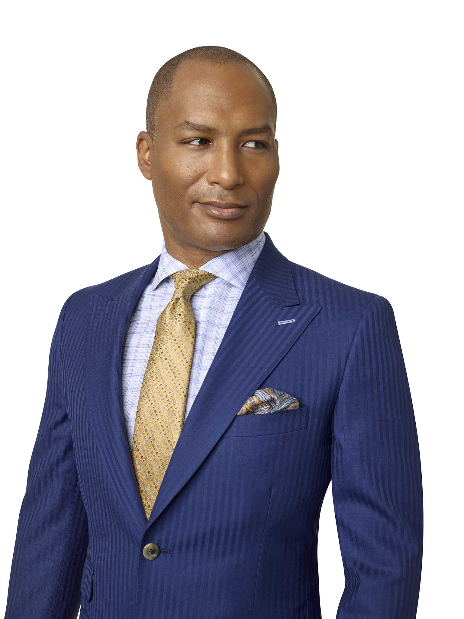 Custom French Blue Shadow Stripe Suit