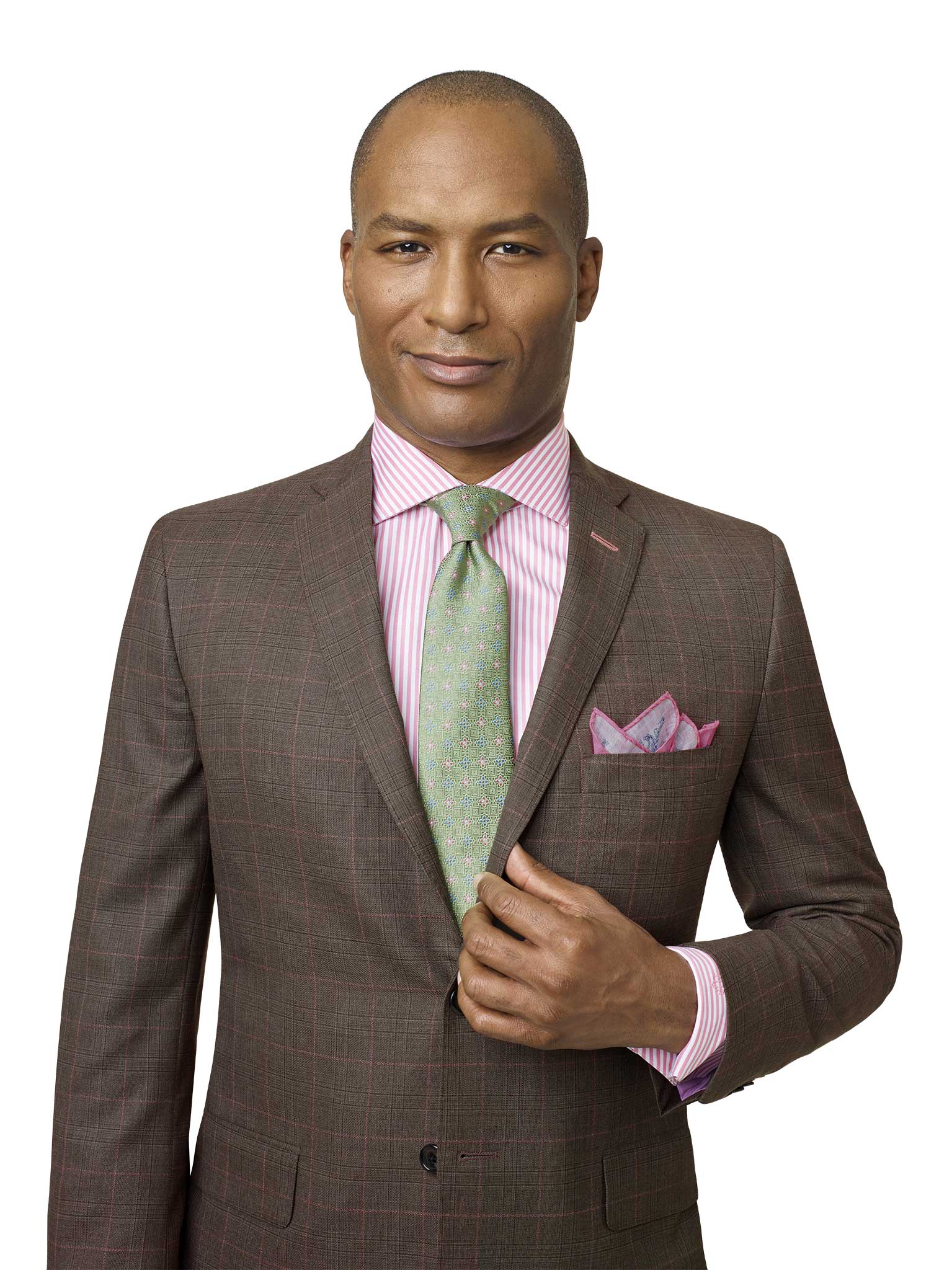 Custom Light Brown Plaid Suit