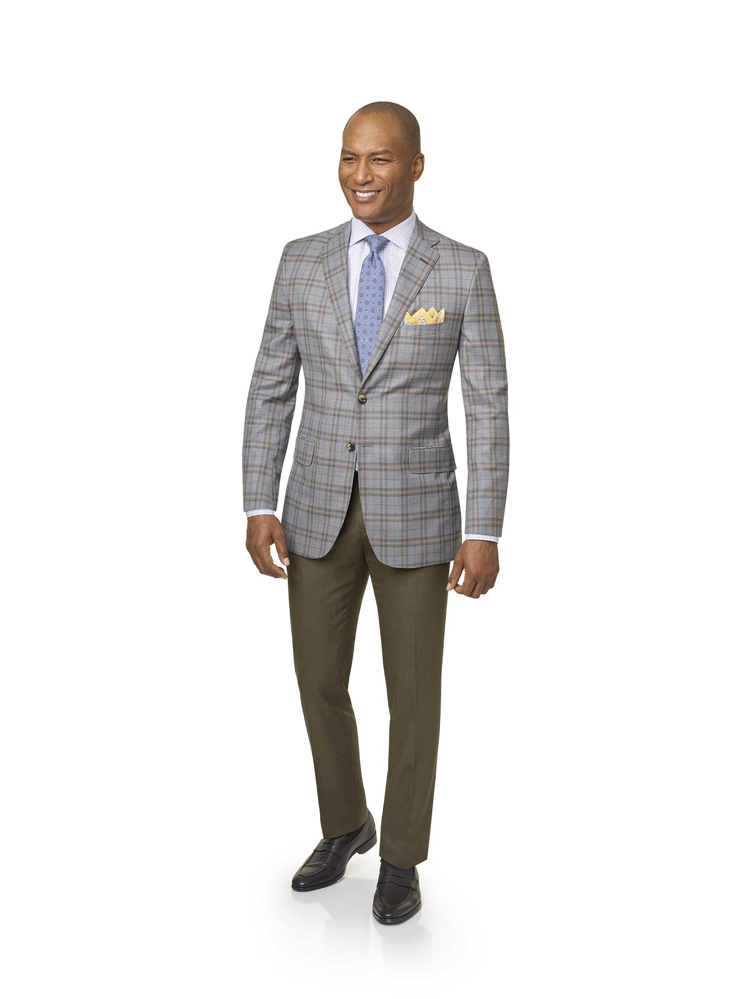 Custom Gray & Brown Plaid Sport Coat