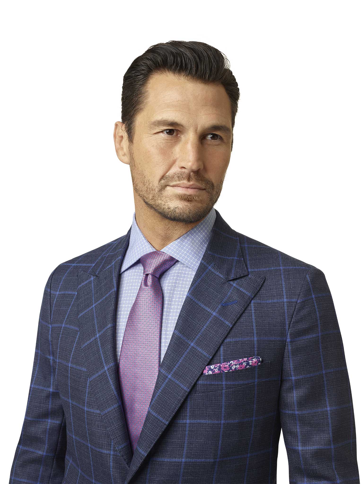 Custom Dark Blue Windowpane Sport Coat