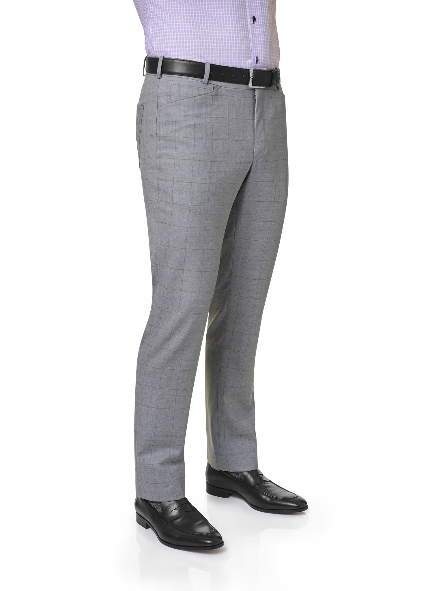Custom Light Gray Plaid 5-Pocket Pants