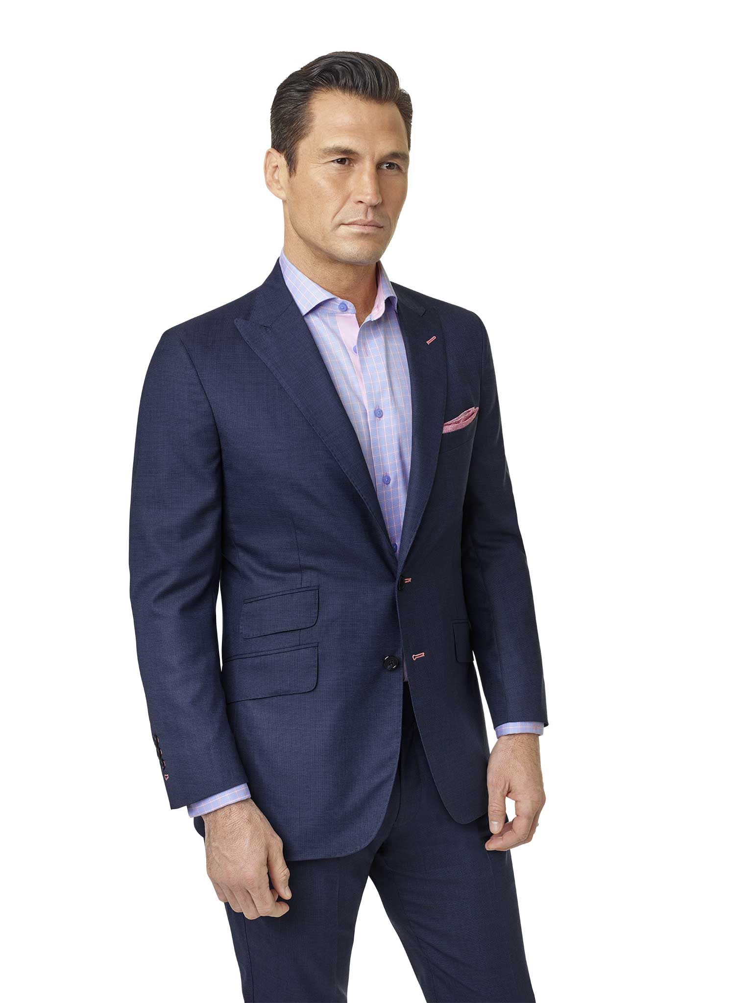 Custom Navy Fancy Weave Suit