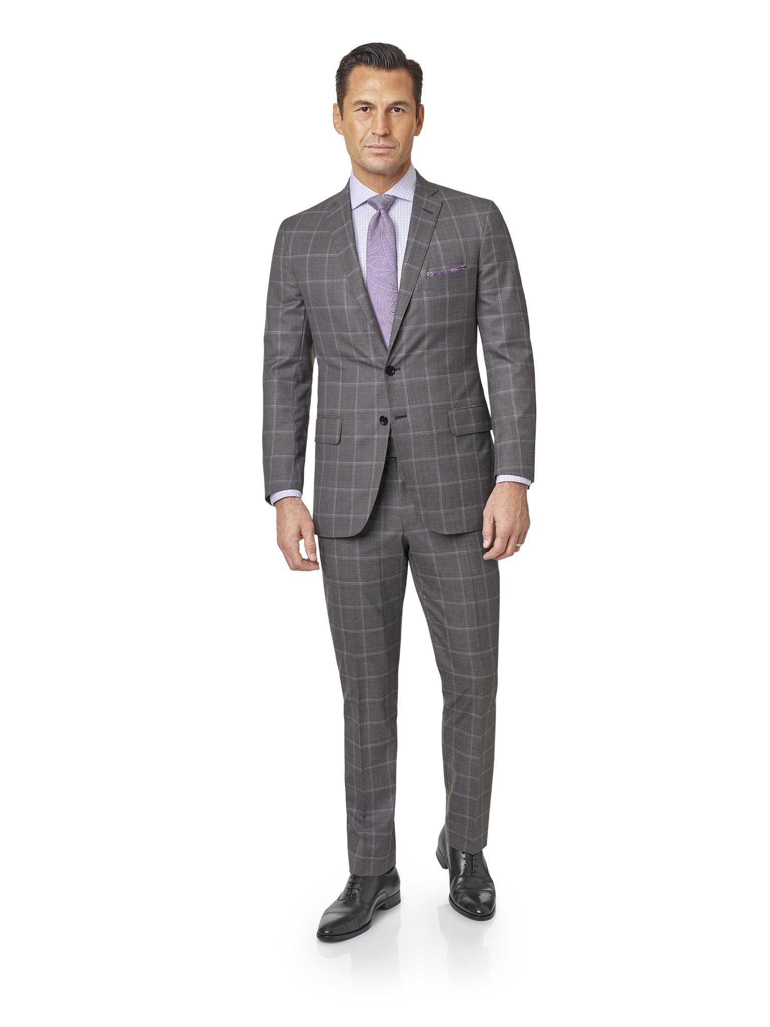 Custom Gray Windowpane Suit