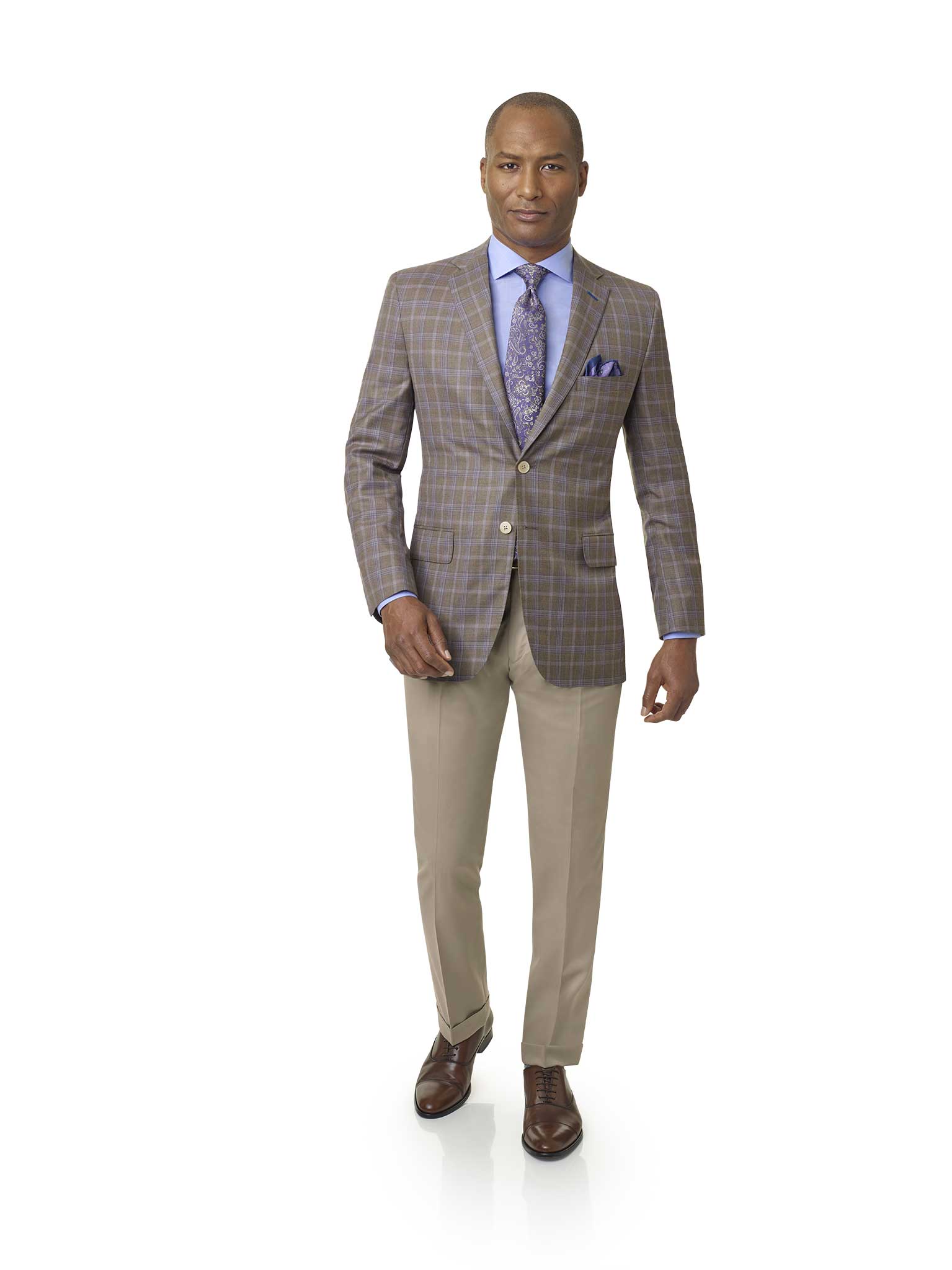 Custom Dark Tan Plaid Sport Coat