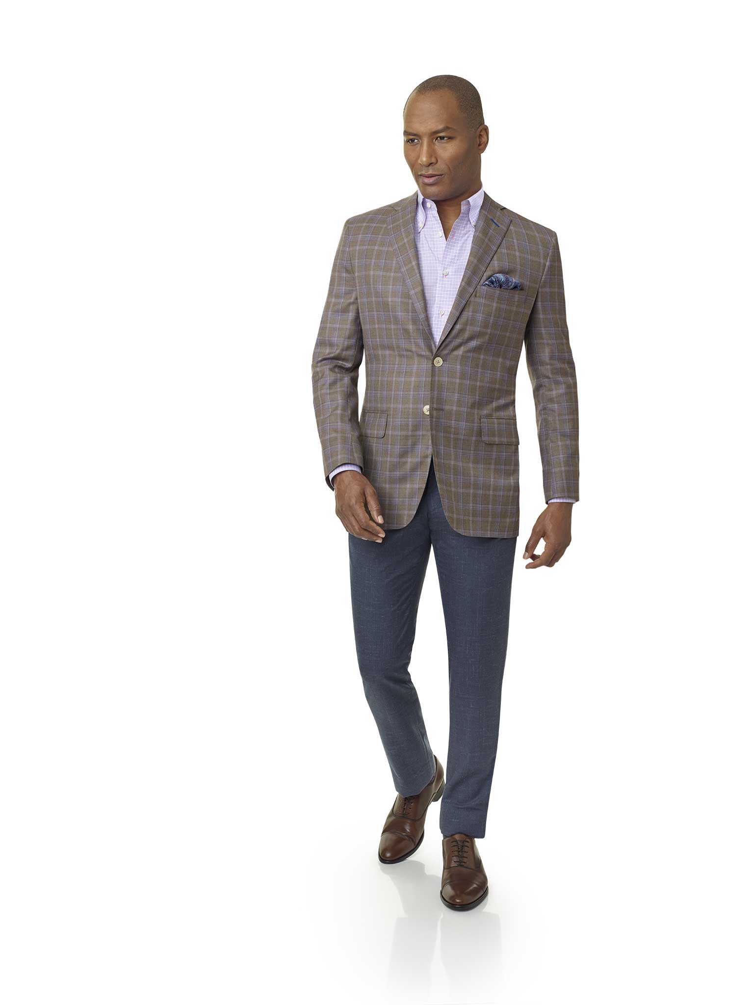 Custom Dark Tan Plaid Sport Coat