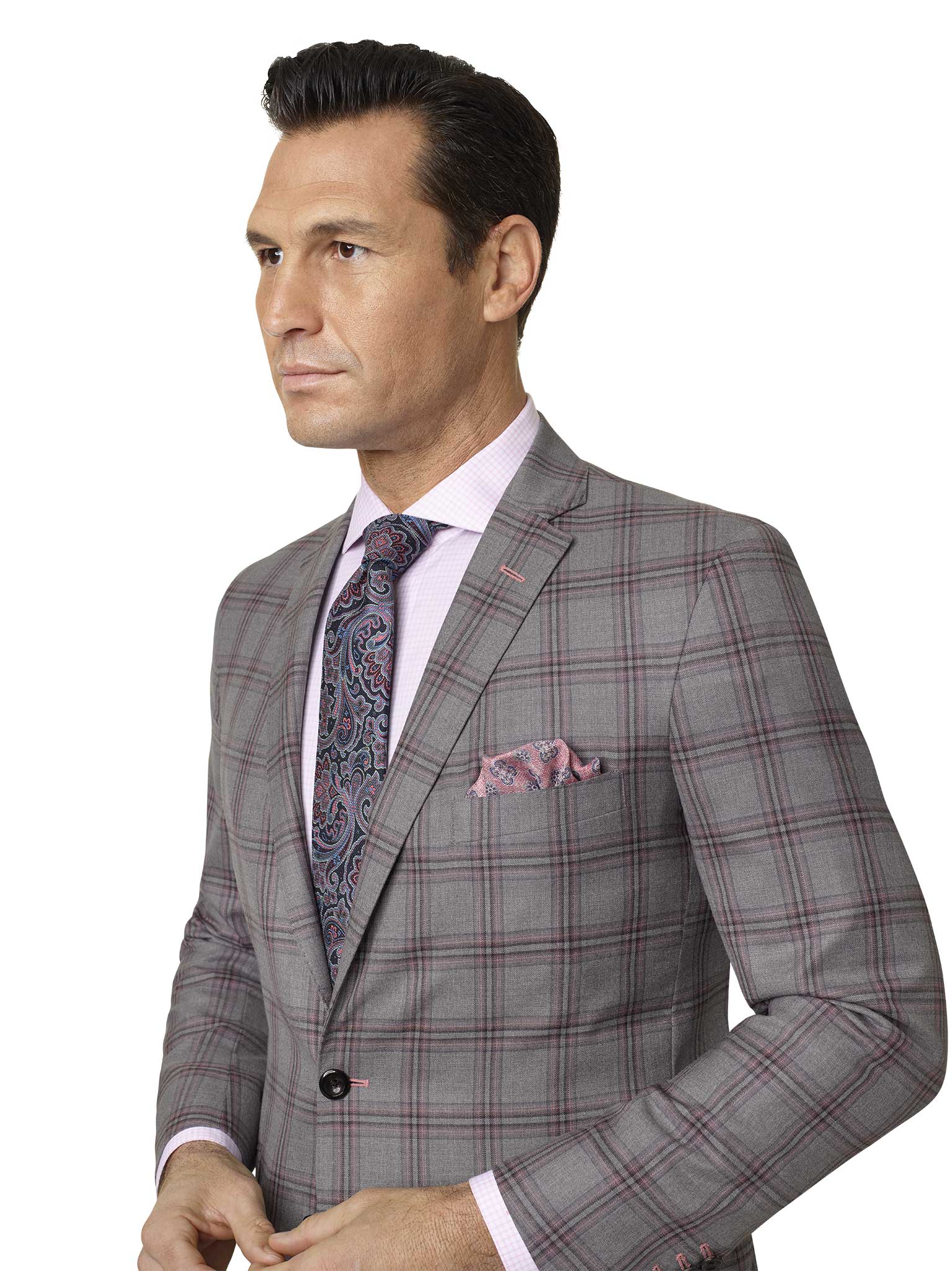 Custom Light Gray Plaid Sport Coat