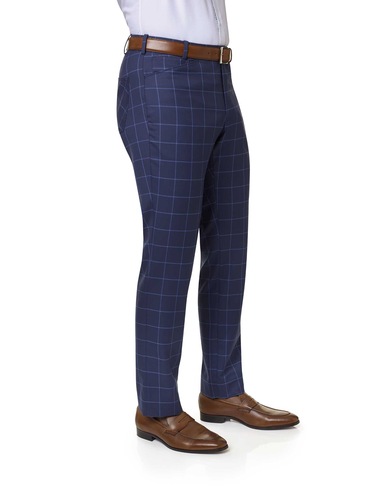 Custom Navy Windowpane 5-Pocket Pant
