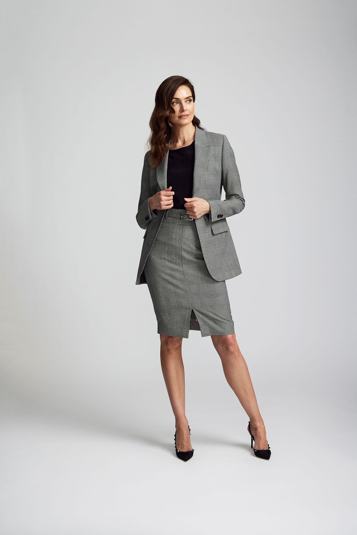B&W Glen Plaid Skirt Suit