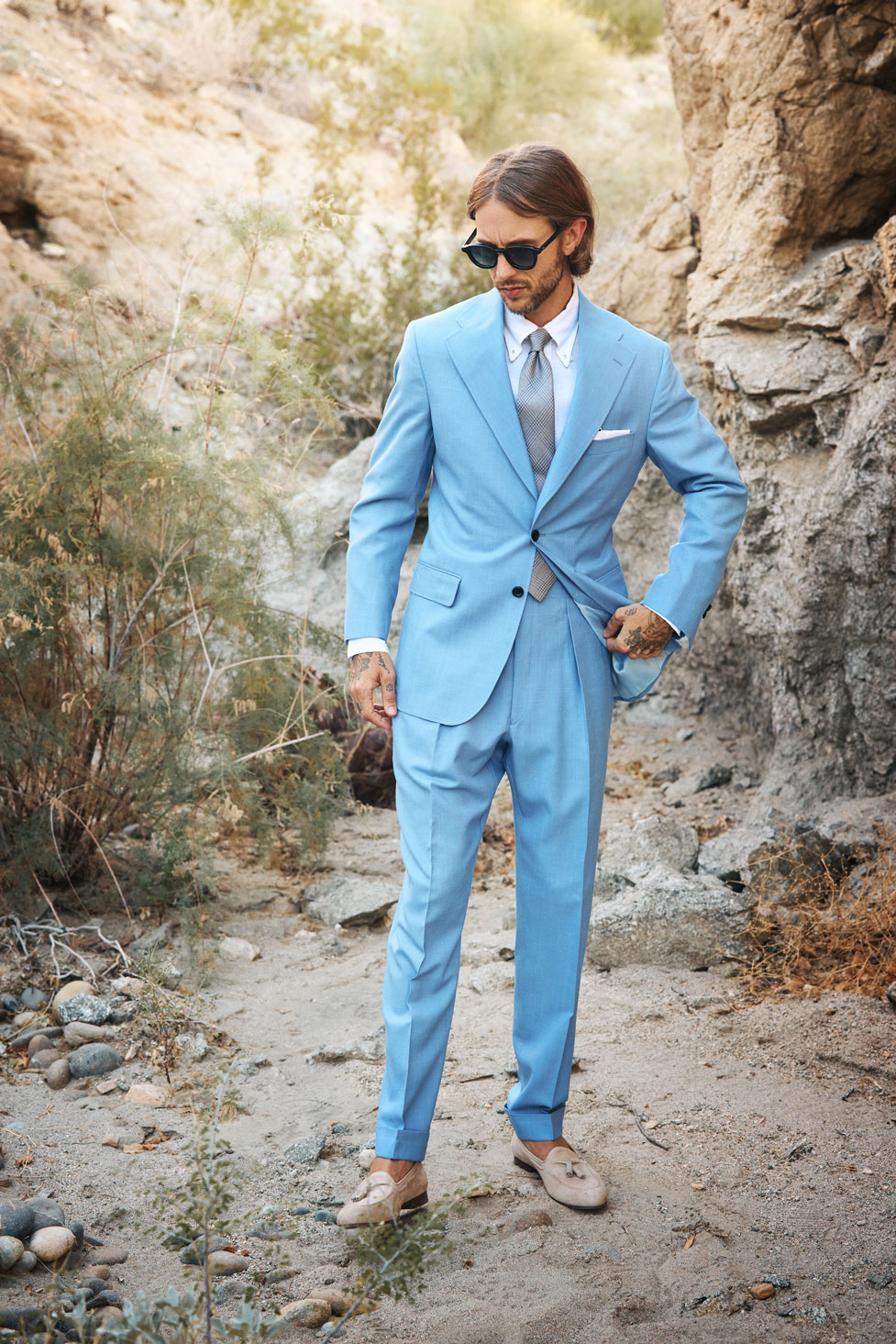 Light Blue Wool/Silk/Linen Suit